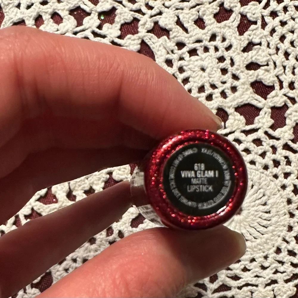 Mac Cosmetics Viva Glam 25th Anniversary Matte Lipstick Glitter Red Tube